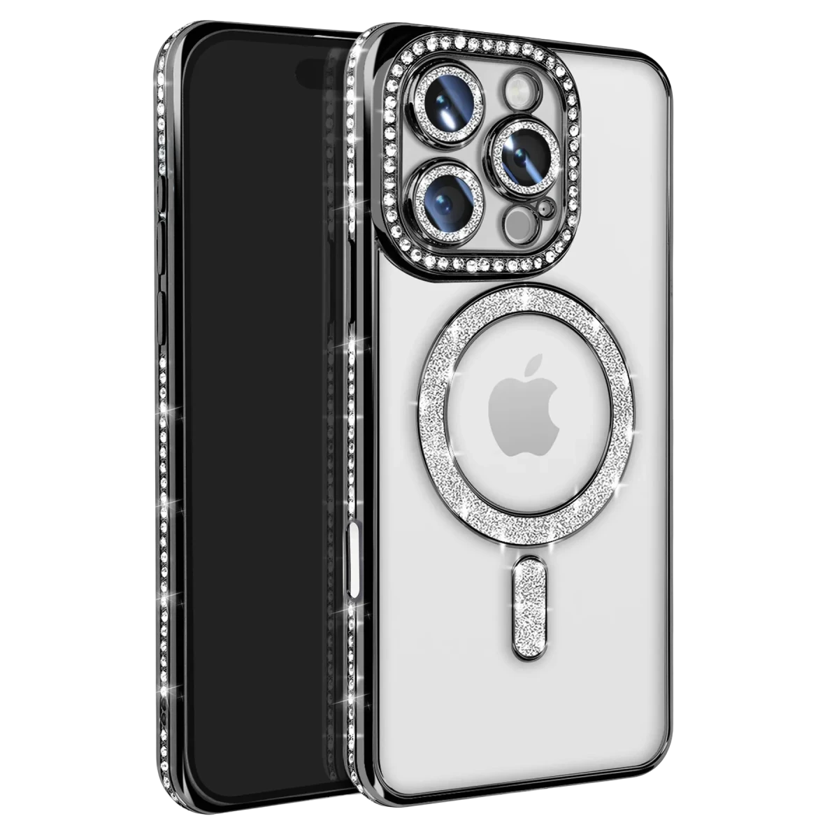 Apple iPhone 16 Pro Max Kılıf Joke Simli Magneticsafe Kılıf - Siyah