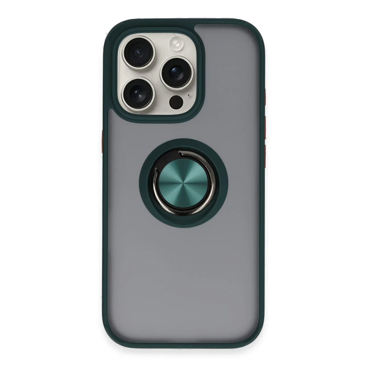 Apple iPhone 16 Pro Max Kılıf Montreal Yüzüklü Silikon Kapak - Yeşil