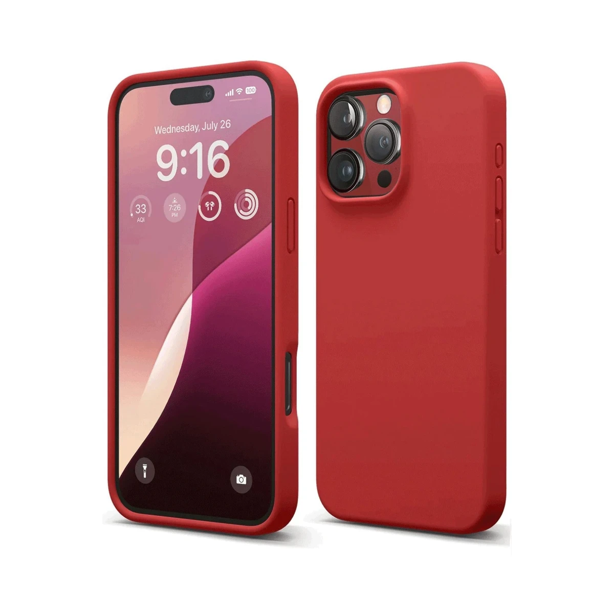 Apple iPhone 16 Pro Max Kılıf Nano içi Kadife Silikon - Kırmızı