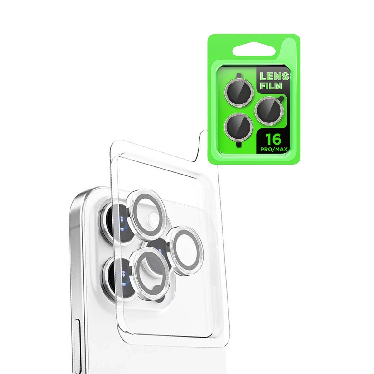 Apple iPhone 16 Pro Raze Metal Kamera Lens - Beyaz