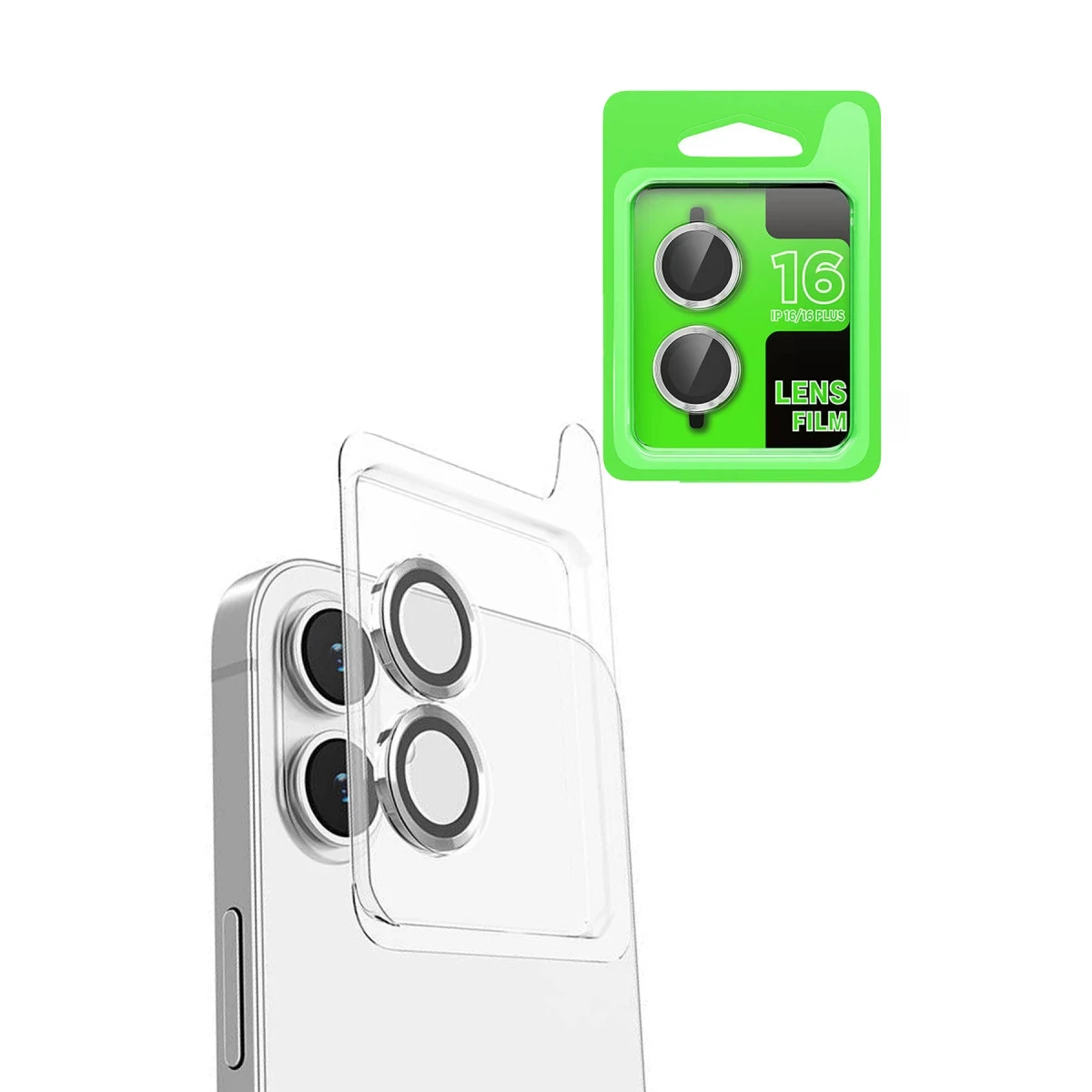 Apple iPhone 16 Raze Metal Kamera Lens - Beyaz