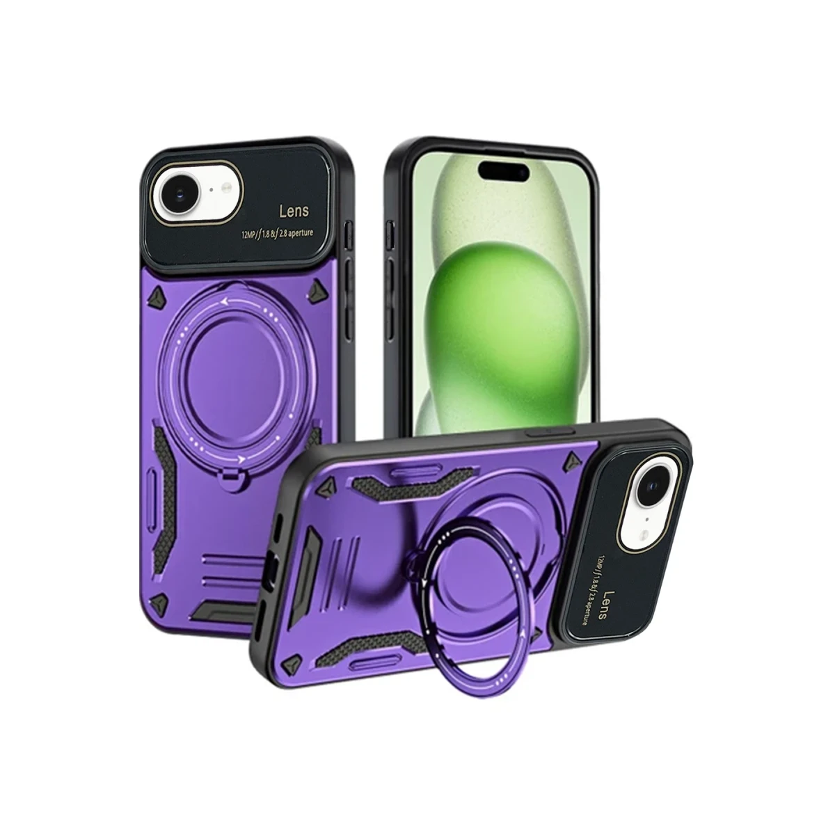 Apple iPhone 16E Kılıf Joy Lens Standlı Kapak - Mor