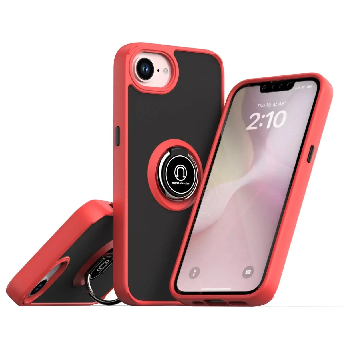 Apple iPhone 16E Kılıf Montreal Yüzüklü Silikon Kapak - Kırmızı