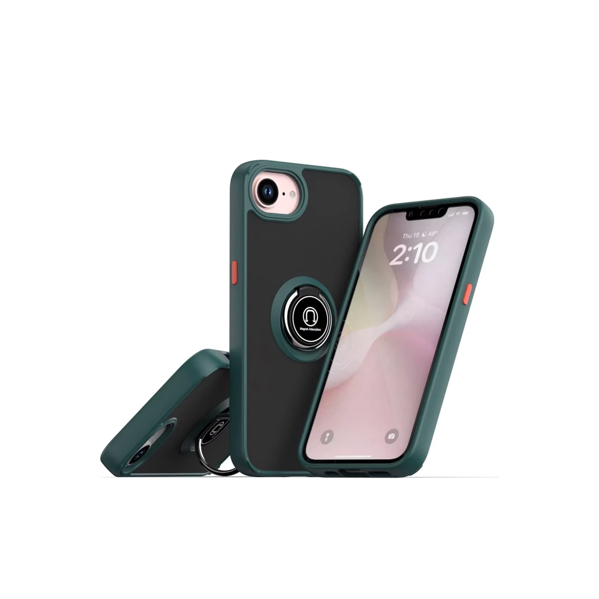 Apple iPhone 16E Kılıf Montreal Yüzüklü Silikon Kapak - Yeşil