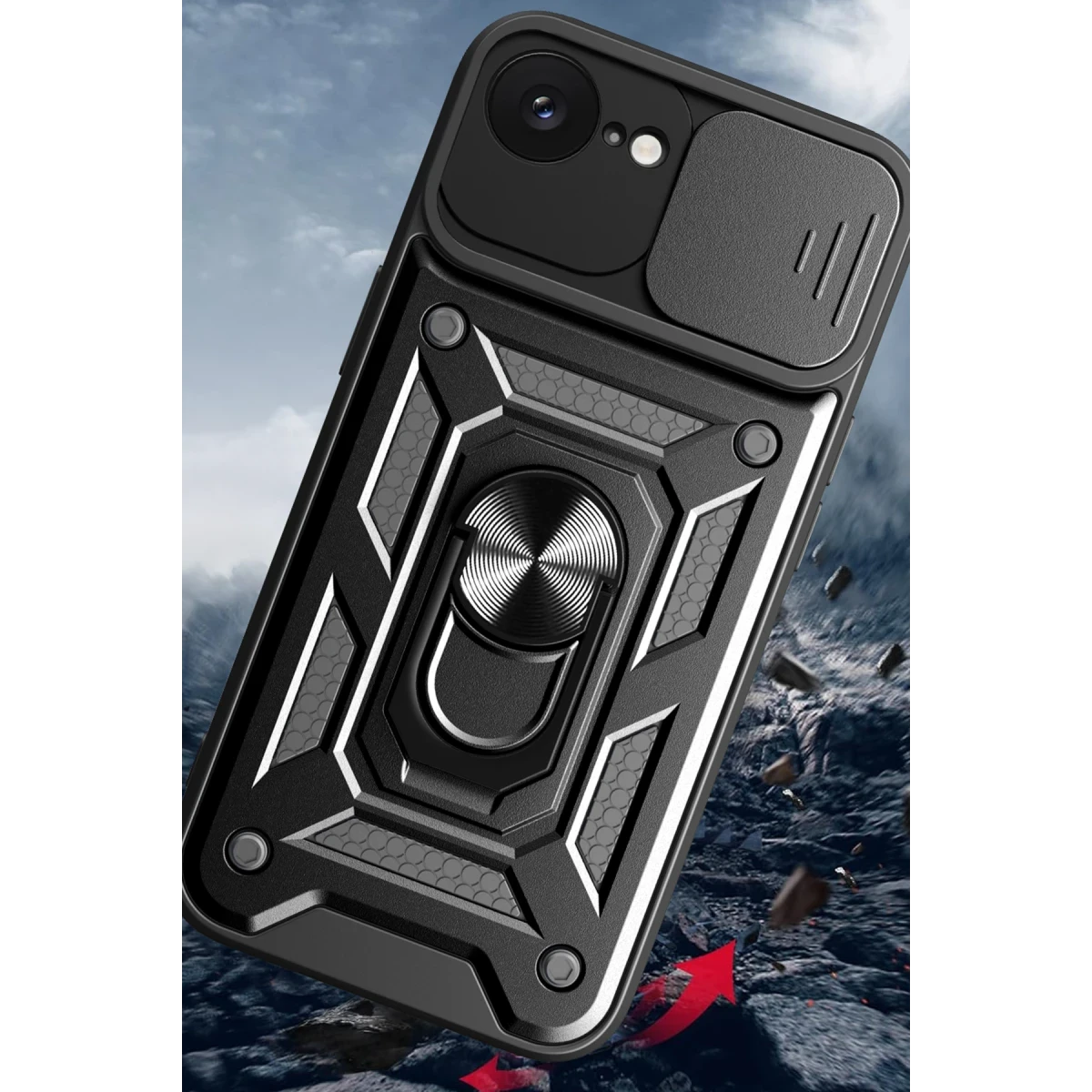 Apple iPhone 16E Kılıf Pars Lens Yüzüklü Silikon - Yeşil