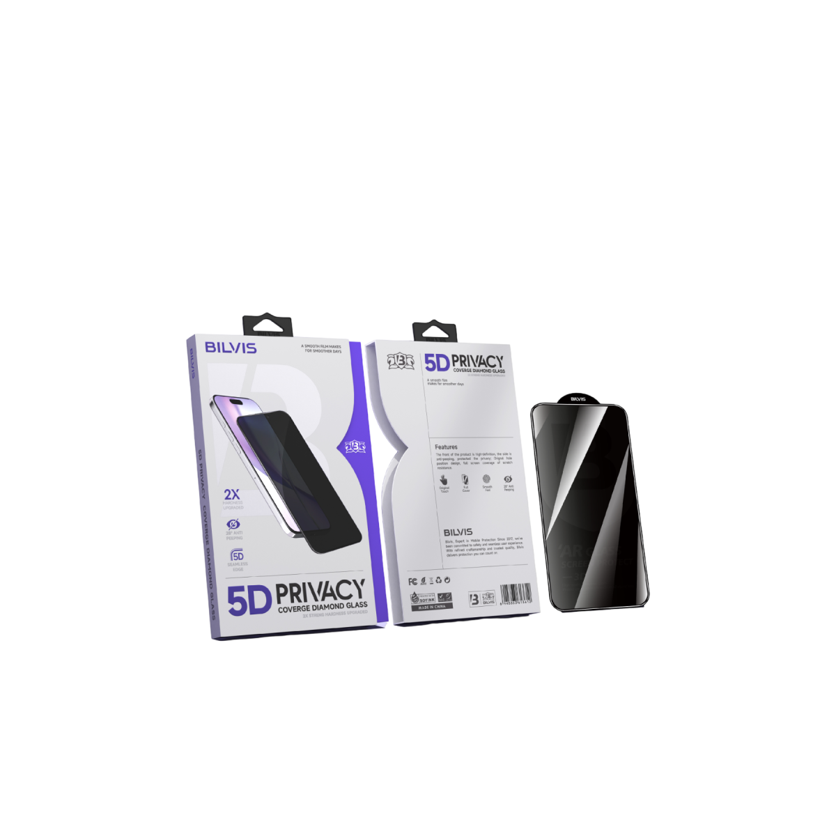 Apple iPhone 17 Bilvis 5D Privacy Diamond Hayalet Cam Ekran Koruyucu