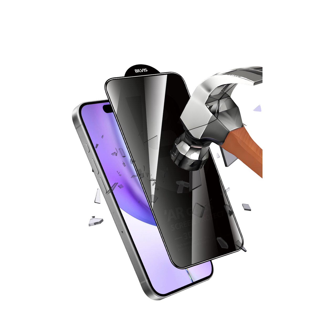 Apple iPhone 17 Pro Bilvis 5D Privacy Diamond Hayalet Cam Ekran Koruyucu