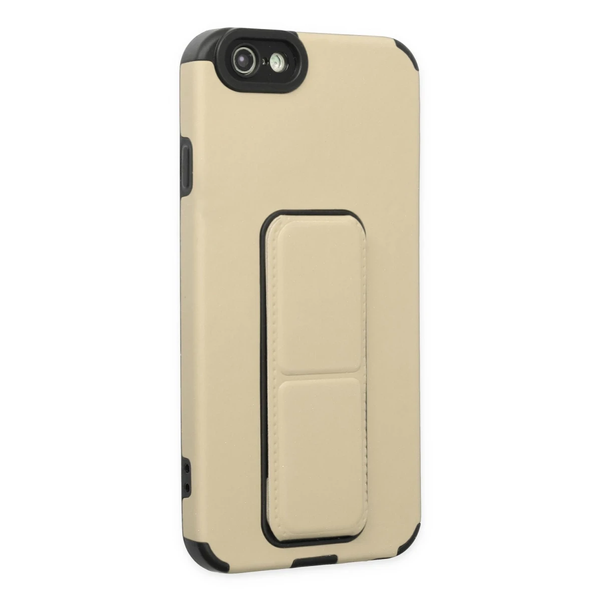 Apple iPhone 6 Kılıf Mega Standlı Silikon - Gold
