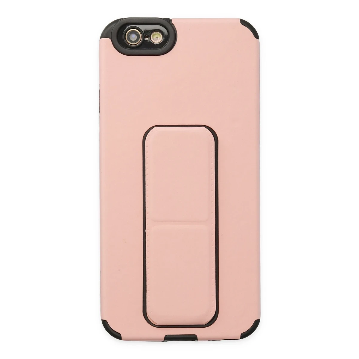 Apple iPhone 6 Kılıf Mega Standlı Silikon - Pudra