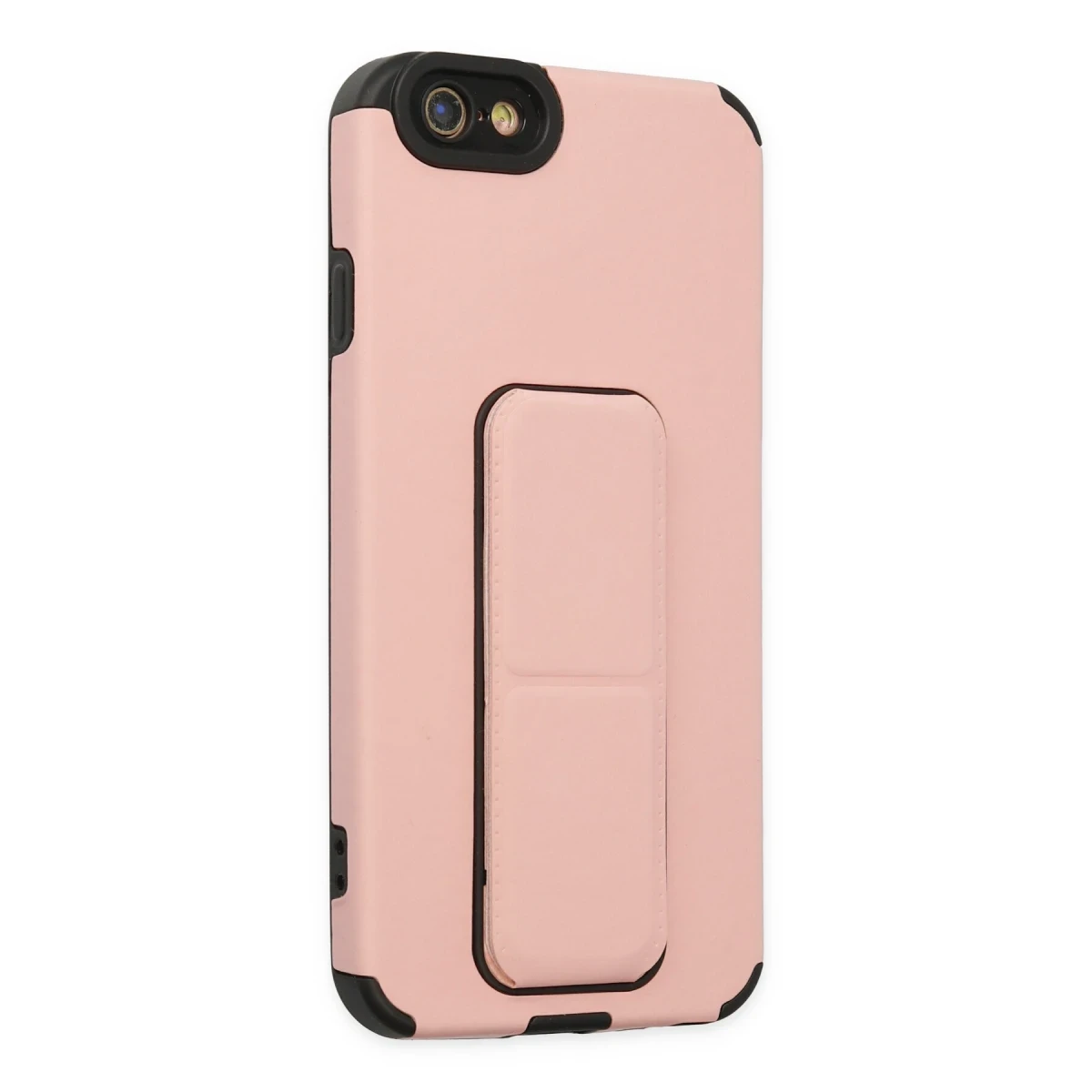 Apple iPhone 6 Kılıf Mega Standlı Silikon - Pudra