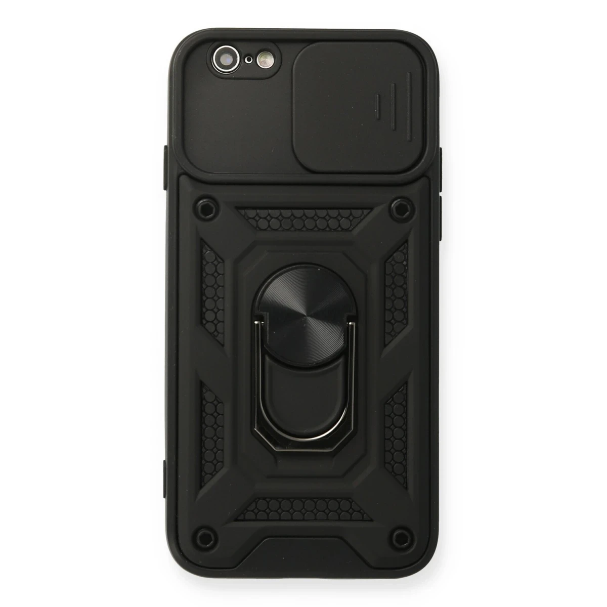 Apple iPhone 6 Kılıf Pars Lens Yüzüklü Silikon - Siyah