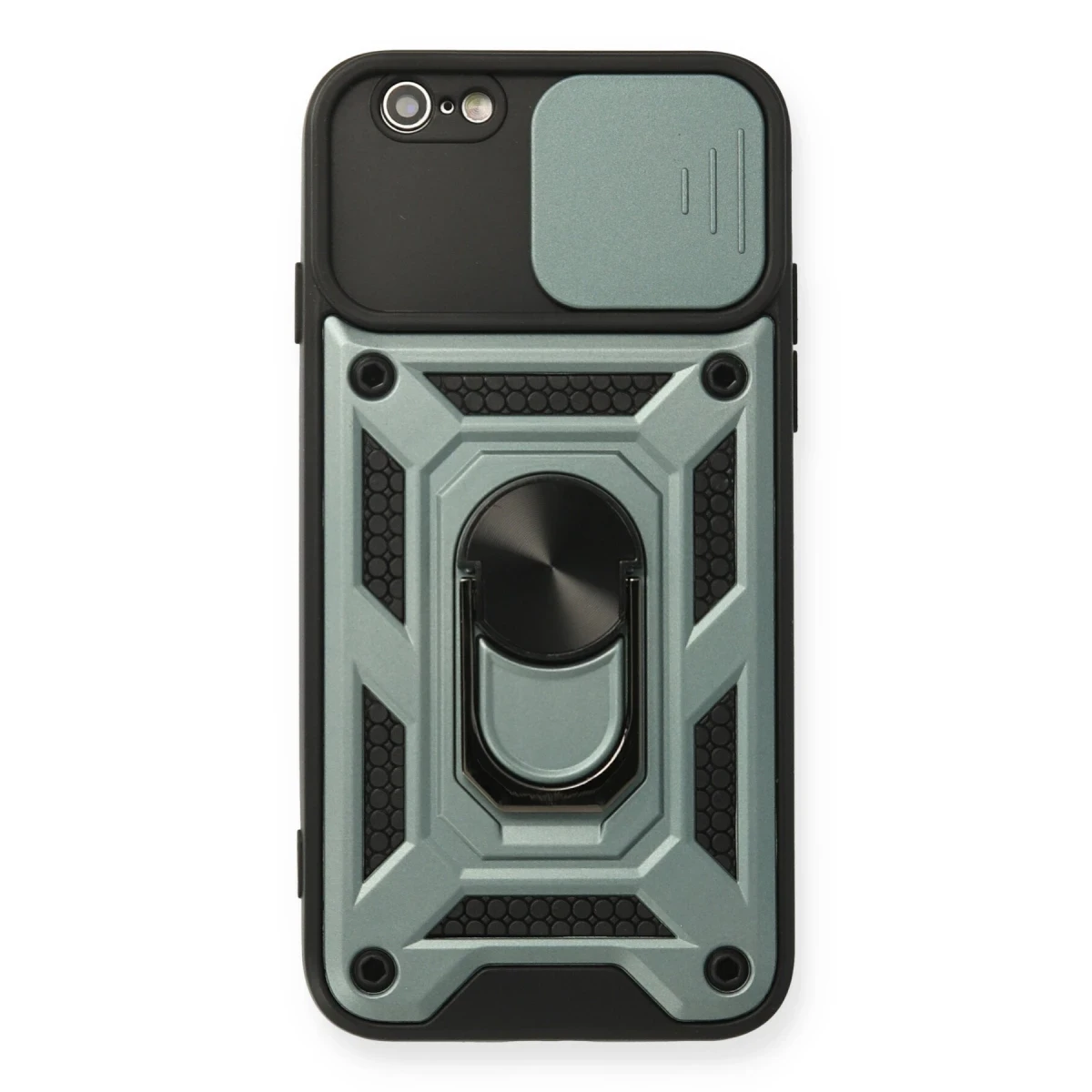Apple iPhone 6 Kılıf Pars Lens Yüzüklü Silikon - Yeşil