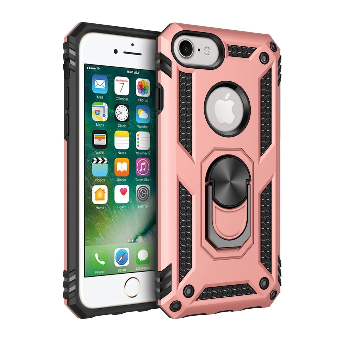 Apple iPhone 7 Kılıf Sofya Yüzüklü Silikon Kapak - Rose