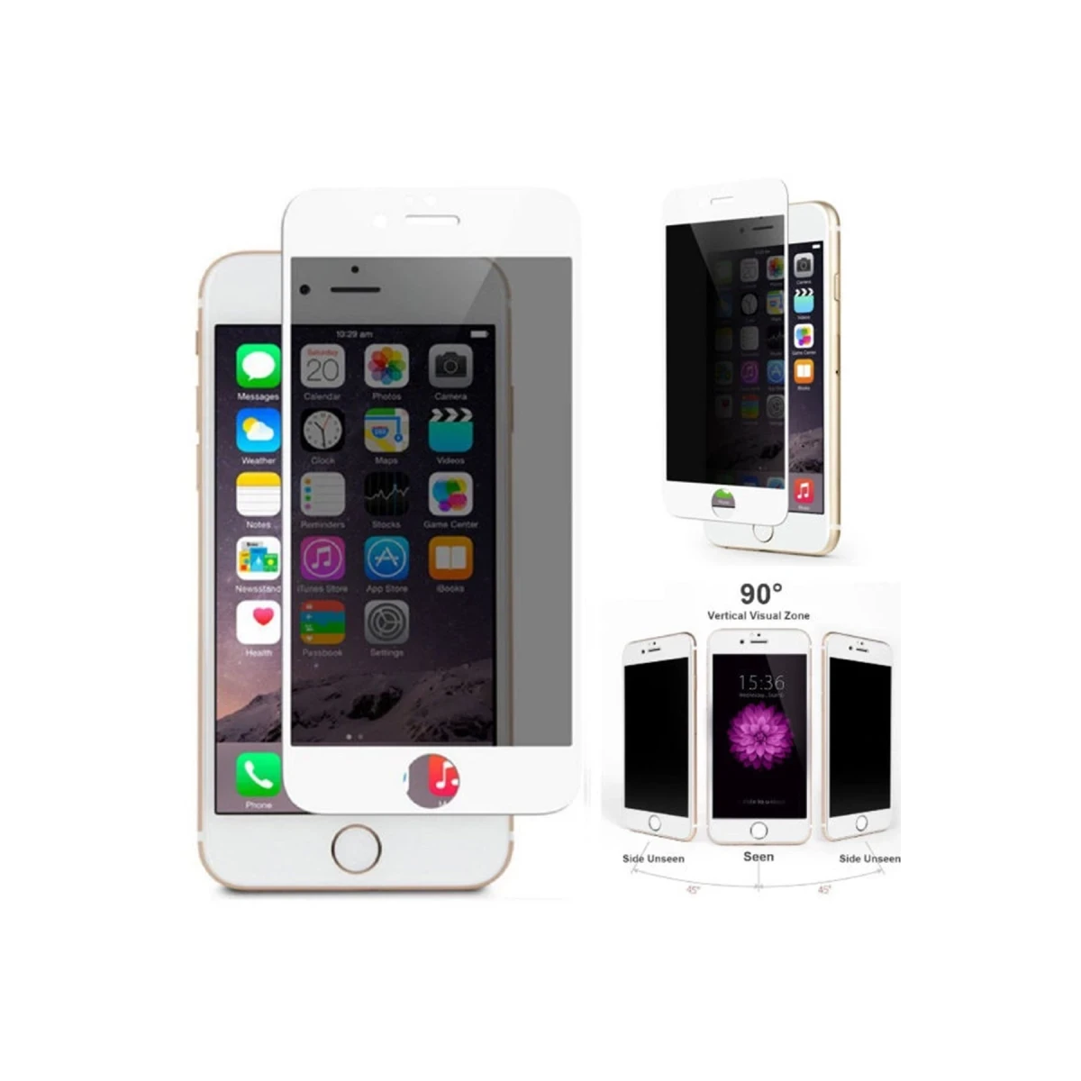 Apple iPhone 7 Plus Bilvis 3D Anti Peeping Hayalet Cam Ekran Koruyucu - Beyaz