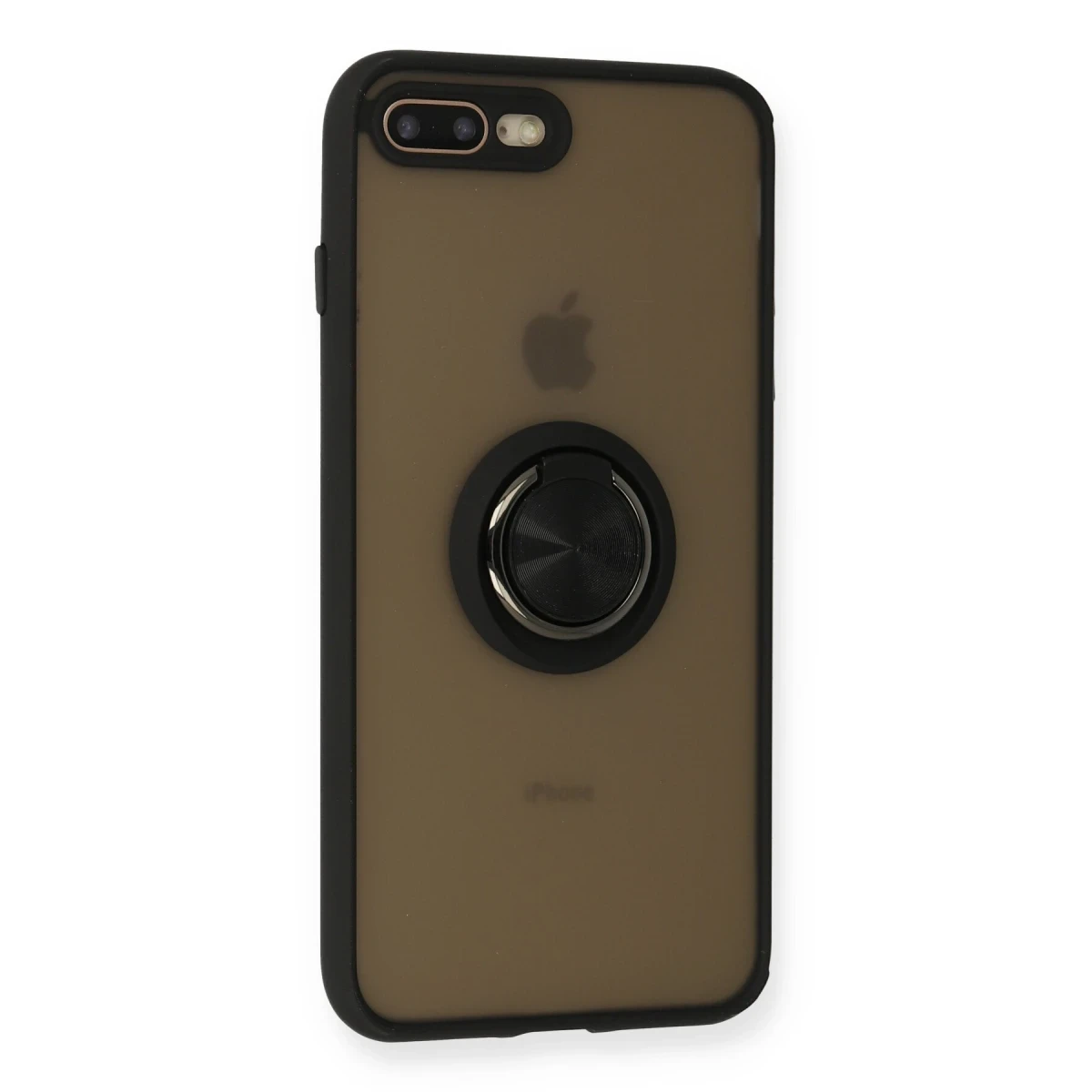 Apple iPhone 7 Plus Kılıf Montreal Yüzüklü Silikon Kapak - Siyah