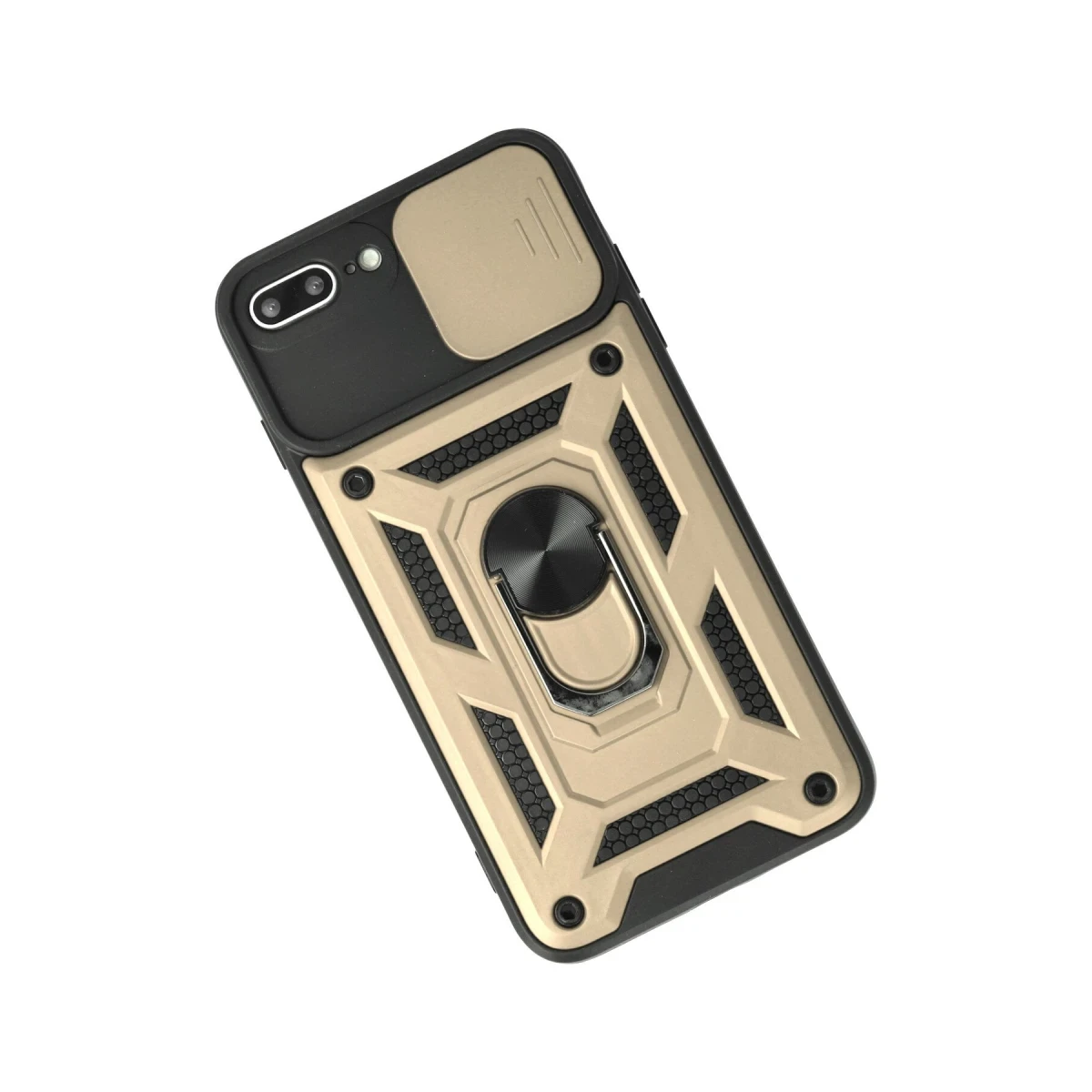 Apple iPhone 7 Plus Kılıf Pars Lens Yüzüklü Silikon - Gold
