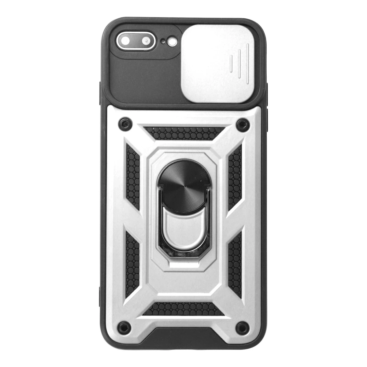 Apple iPhone 7 Plus Kılıf Pars Lens Yüzüklü Silikon - Gümüş
