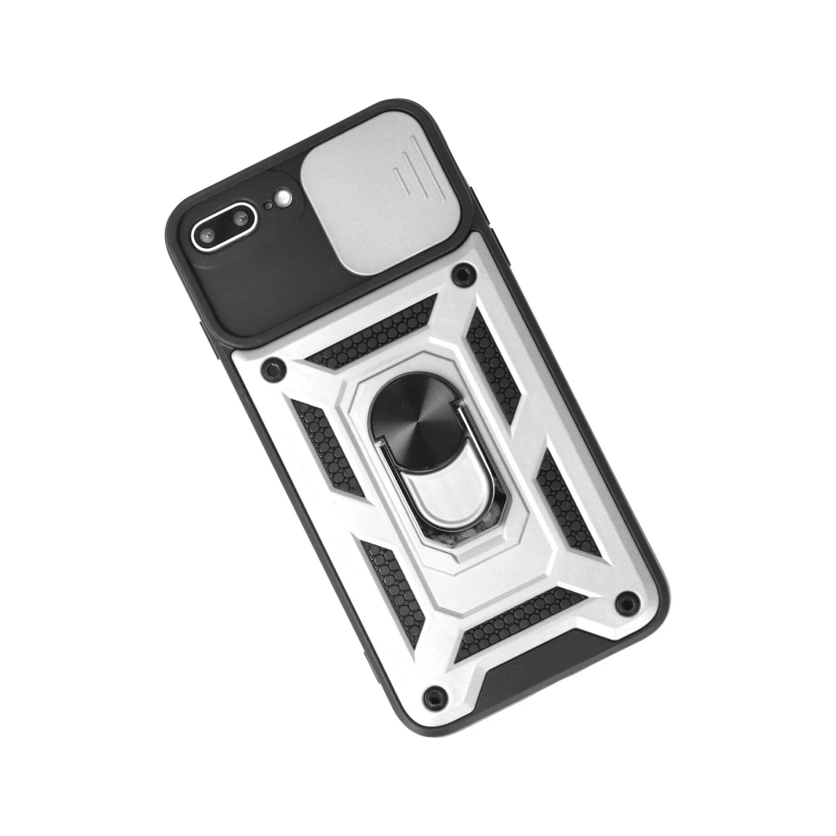Apple iPhone 7 Plus Kılıf Pars Lens Yüzüklü Silikon - Gümüş