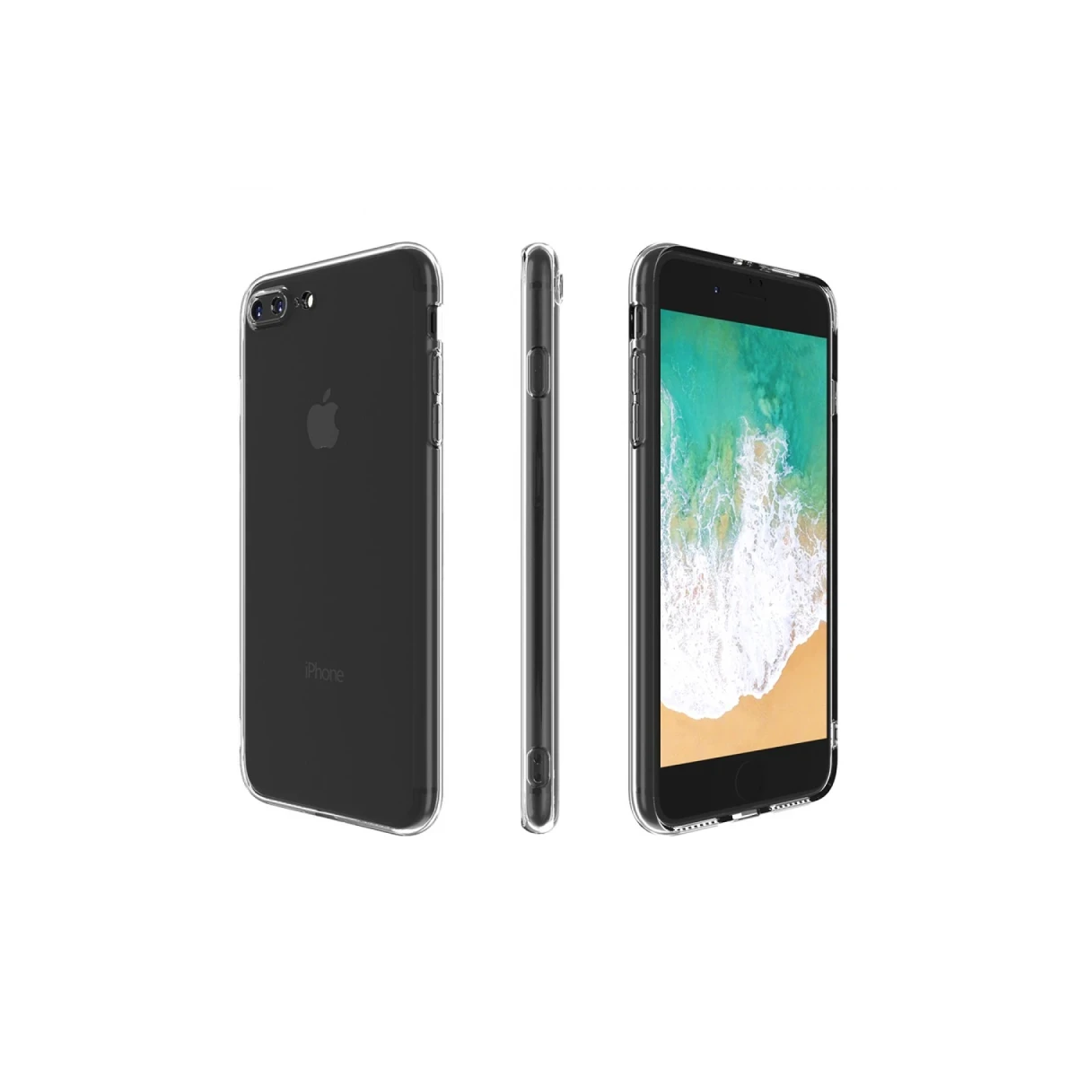 Apple iPhone 8 Plus Kılıf Deluxe 2mm Şeffaf Silikon