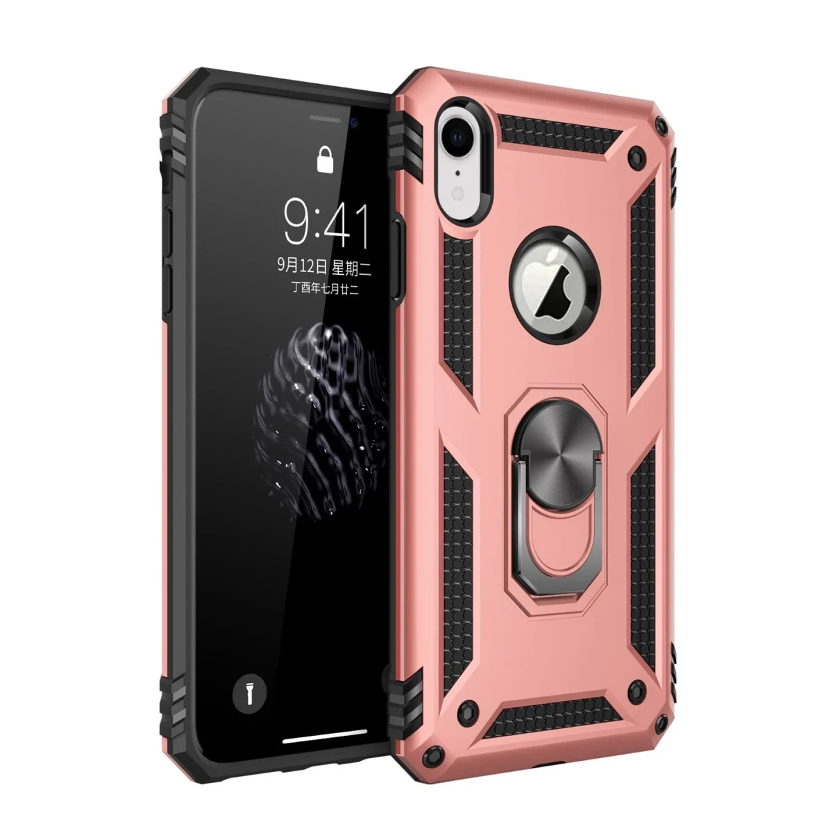 Apple iPhone XR Kılıf Sofya Yüzüklü Silikon Kapak - Rose