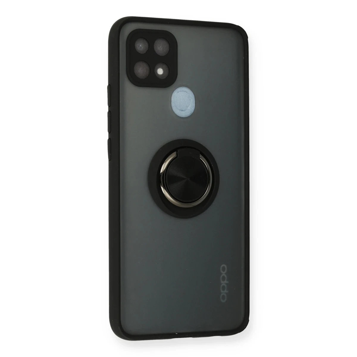 Oppo A15 Kılıf Montreal Yüzüklü Silikon Kapak - Siyah