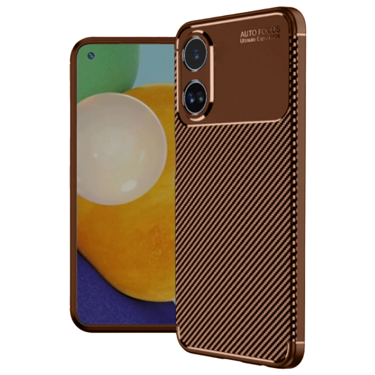 Oppo A38 Kılıf Auto Focus Karbon Kapak - Kahverengi