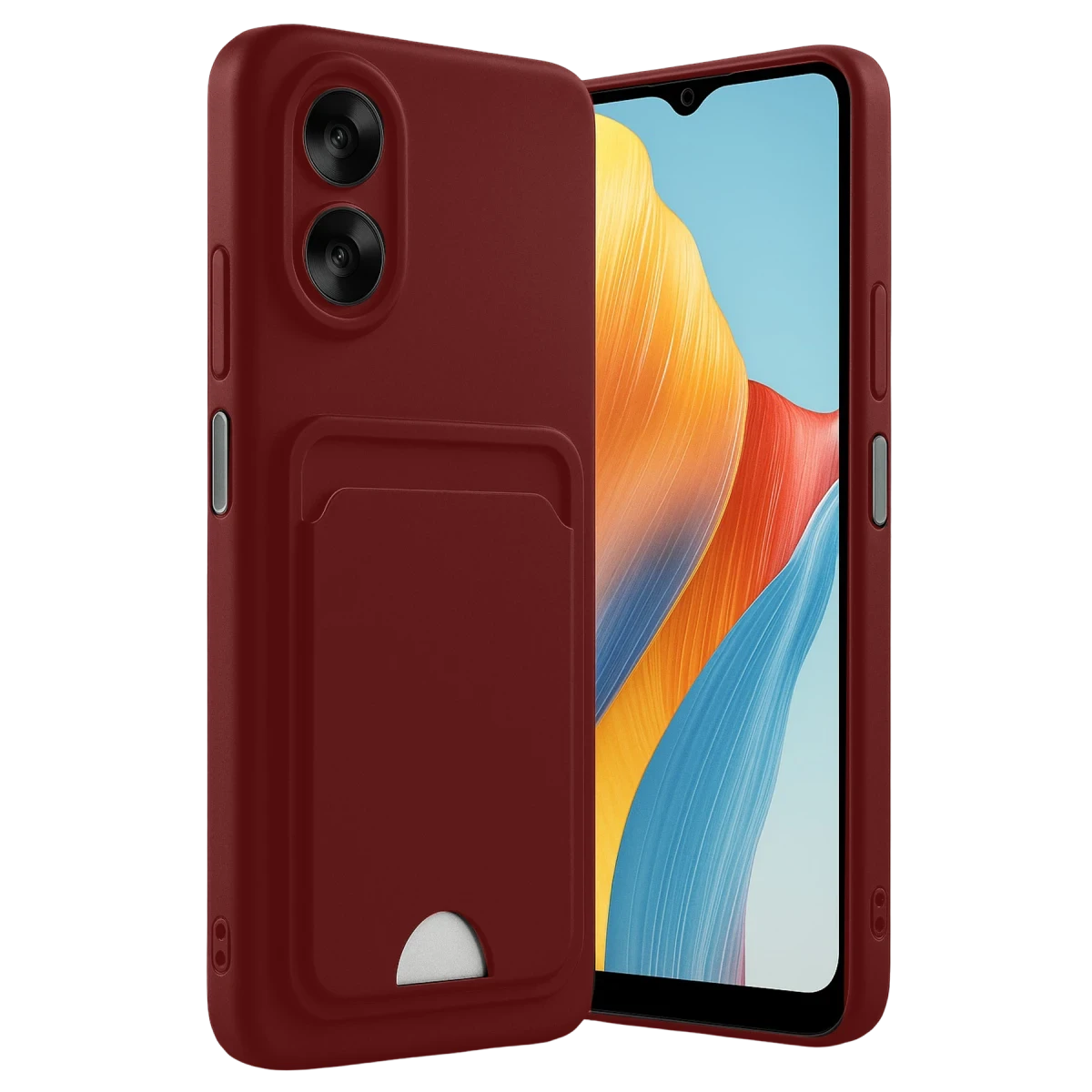 Oppo A38 Kılıf Kelvin Kartvizitli Silikon - Bordo