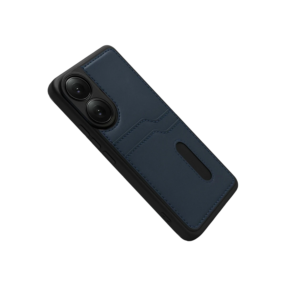 Oppo A38 Sara Kartvizitli Deri Kılıf - Lacivert