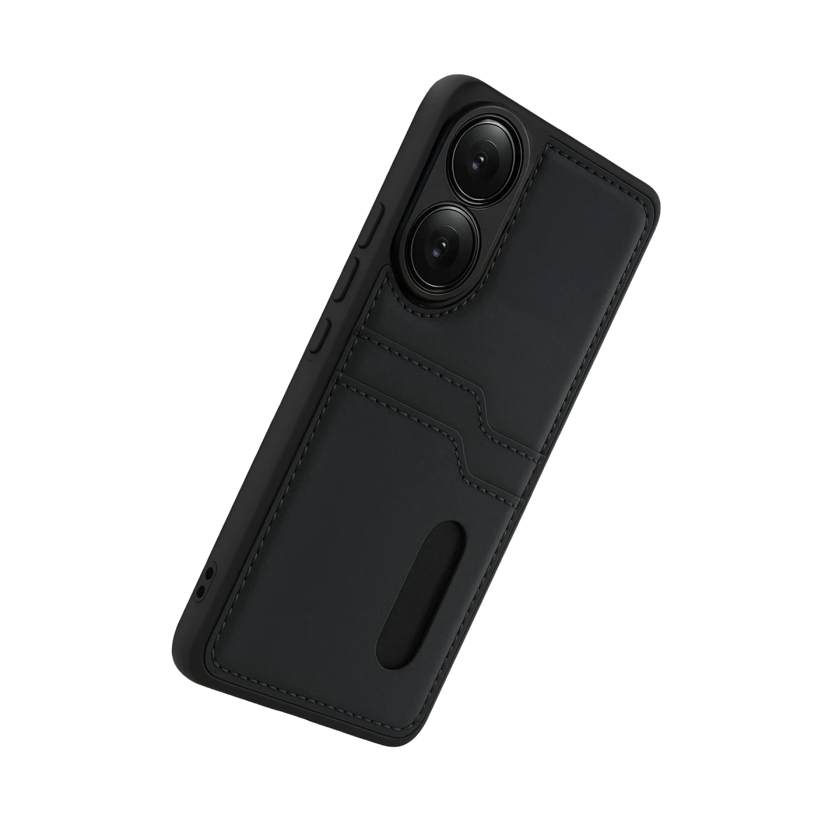 Oppo A38 Sara Kartvizitli Deri Kılıf - Siyah