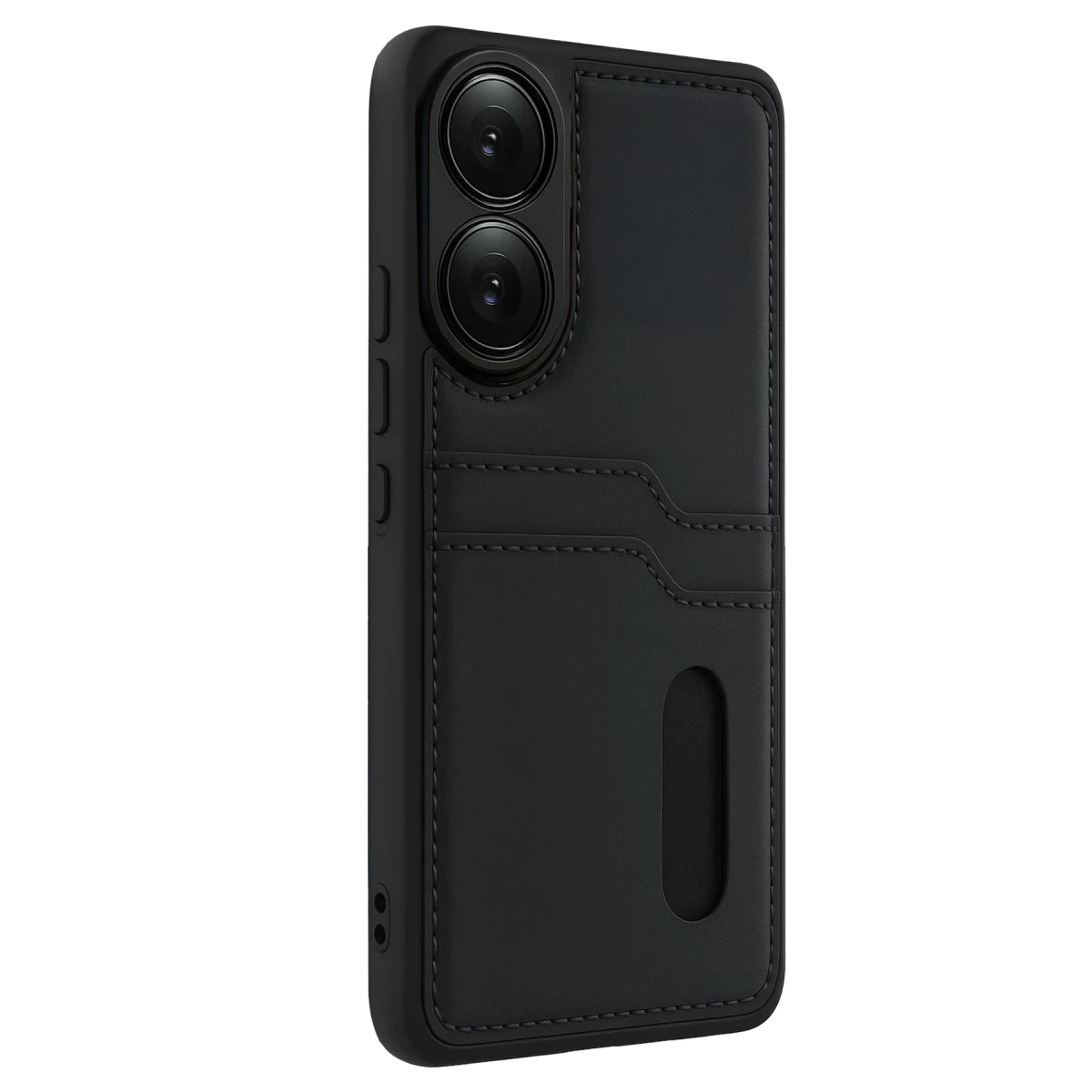 Oppo A38 Sara Kartvizitli Deri Kılıf - Siyah