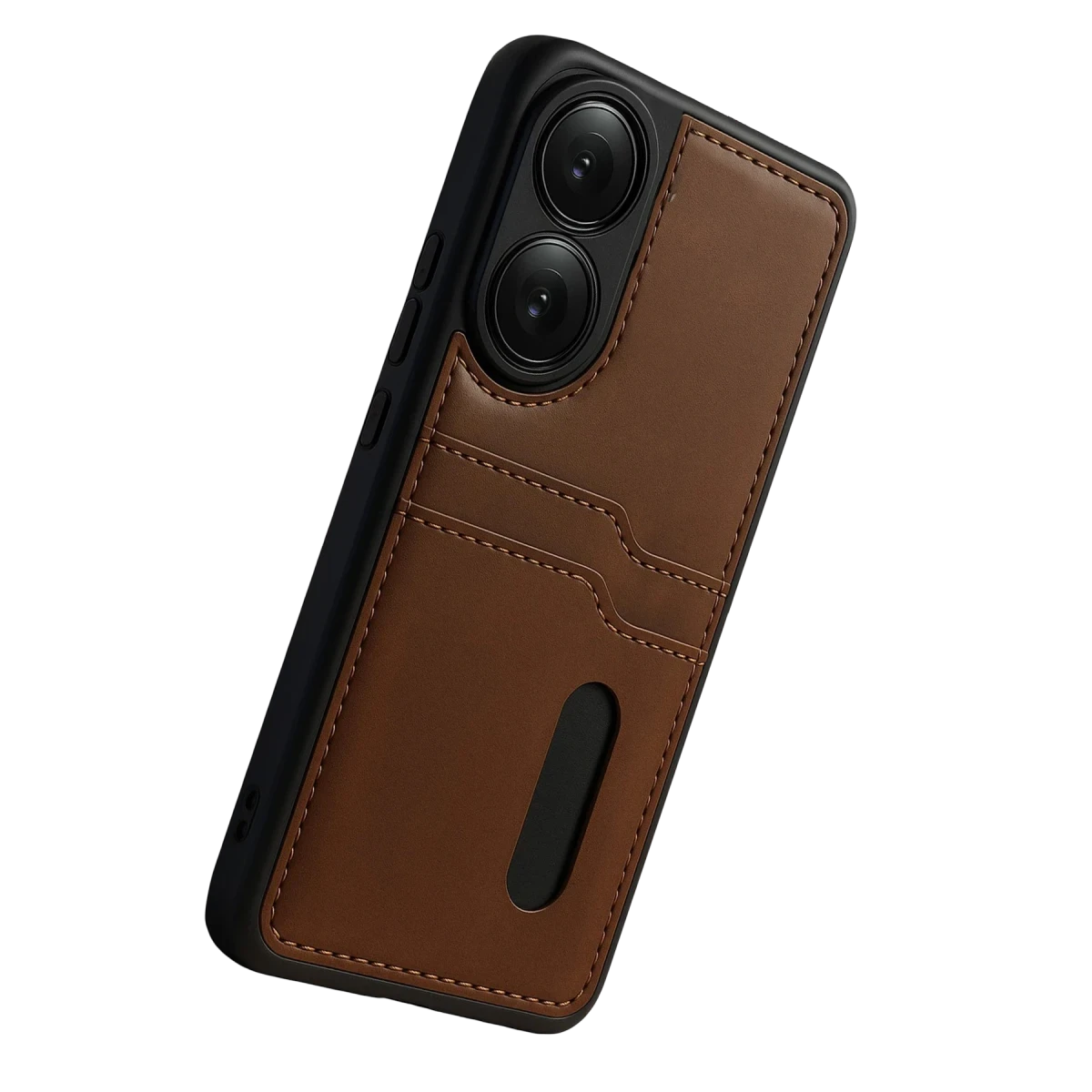 Oppo A38 Sara Kartvizitli Deri Kılıf - Taba