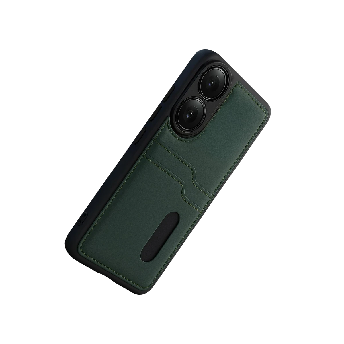 Oppo A38 Sara Kartvizitli Deri Kılıf - Yeşil