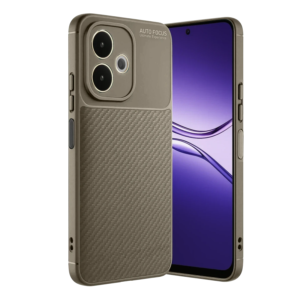 Oppo A5 Pro 4G Kılıf Auto Focus Karbon Kapak - Kahverengi