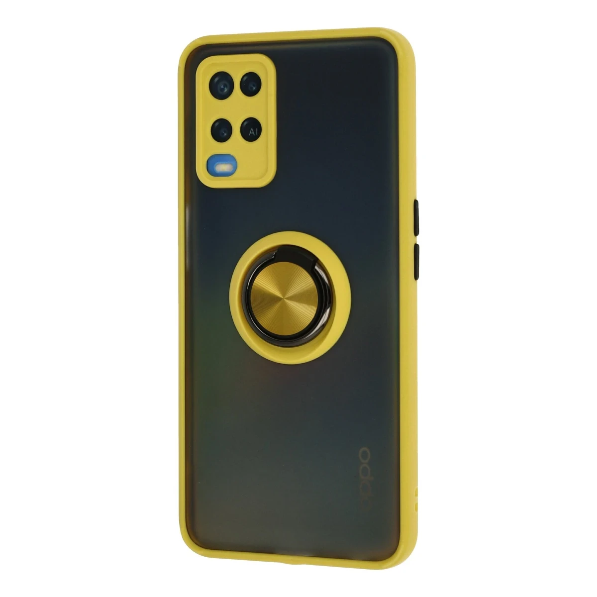 Oppo A54 4G Kılıf Montreal Yüzüklü Silikon Kapak - Sarı