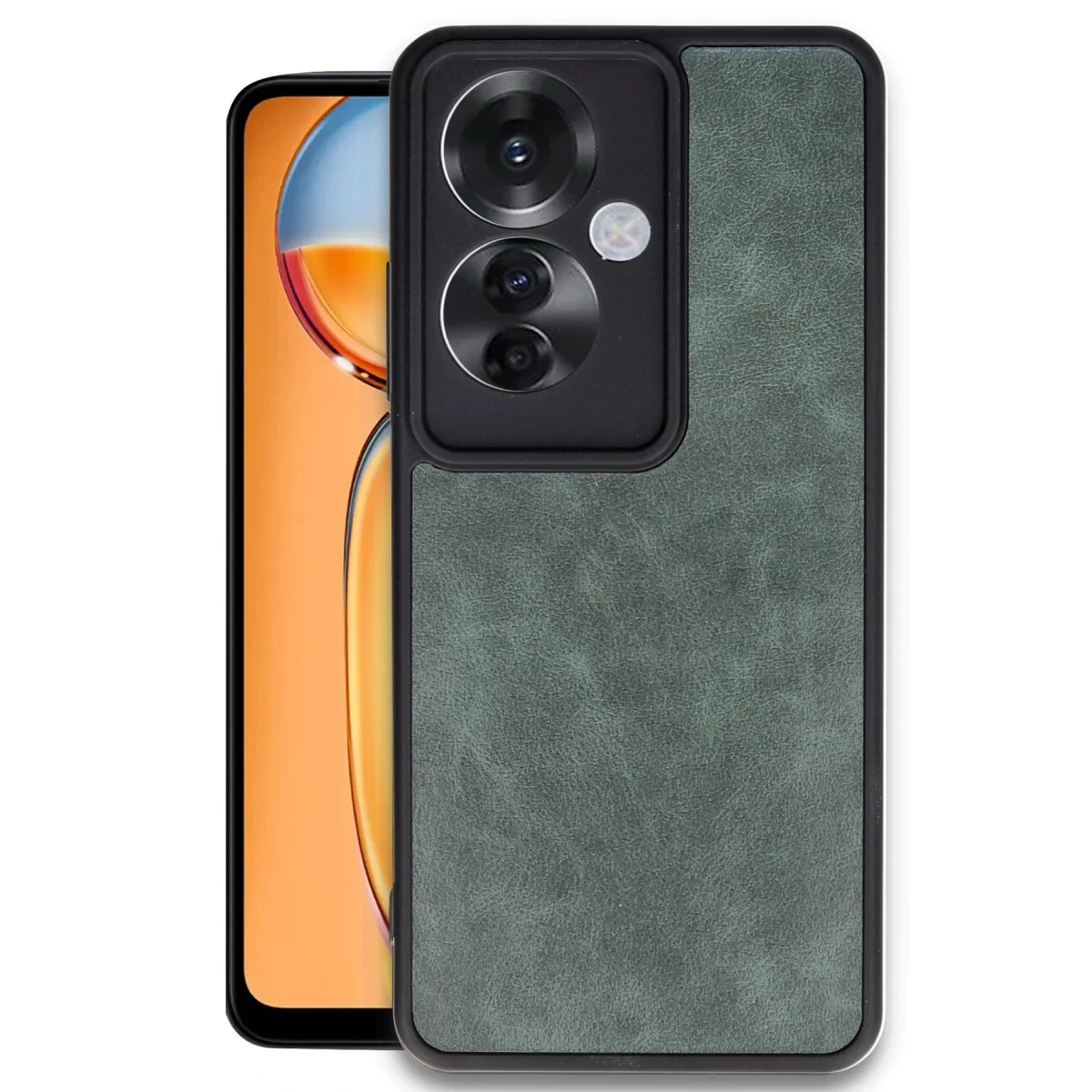 Oppo Reno 11F Kılıf Aras Deri Kapak - Koyu Yeşil