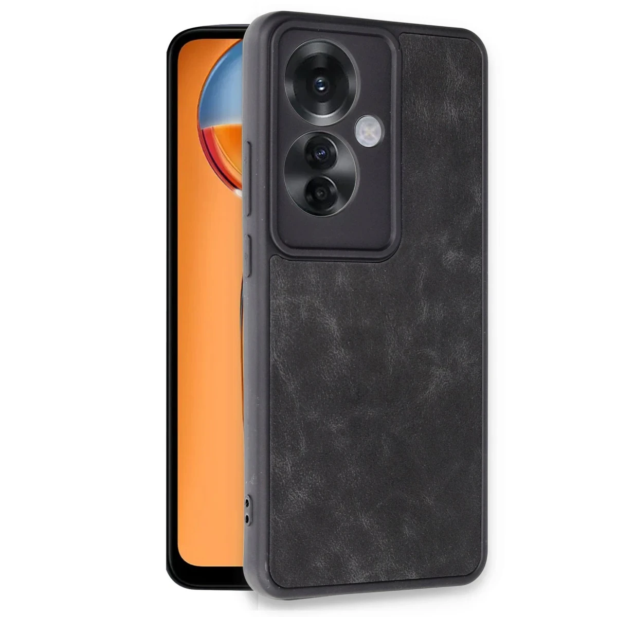Oppo Reno 11F Kılıf Aras Deri Kapak - Siyah