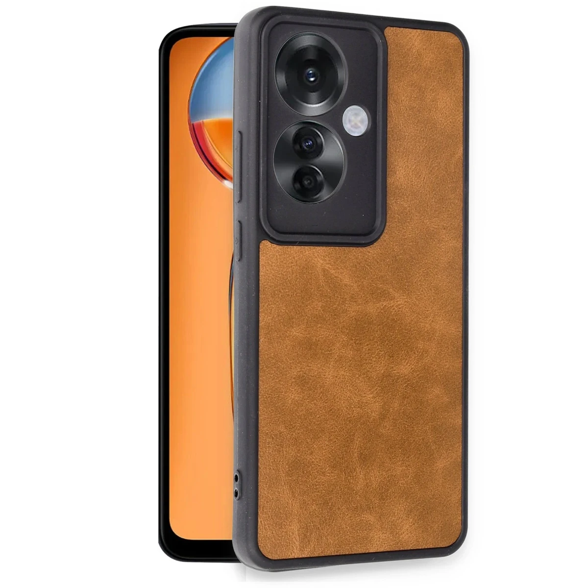 Oppo Reno 11F Kılıf Aras Deri Kapak - Taba
