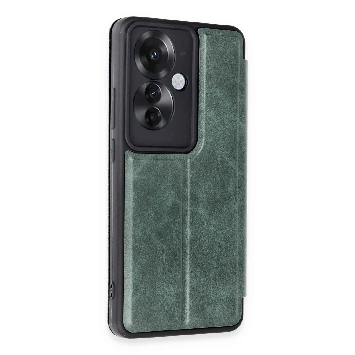 Oppo Reno 11F Kılıf Flip Cover - Koyu Yeşil