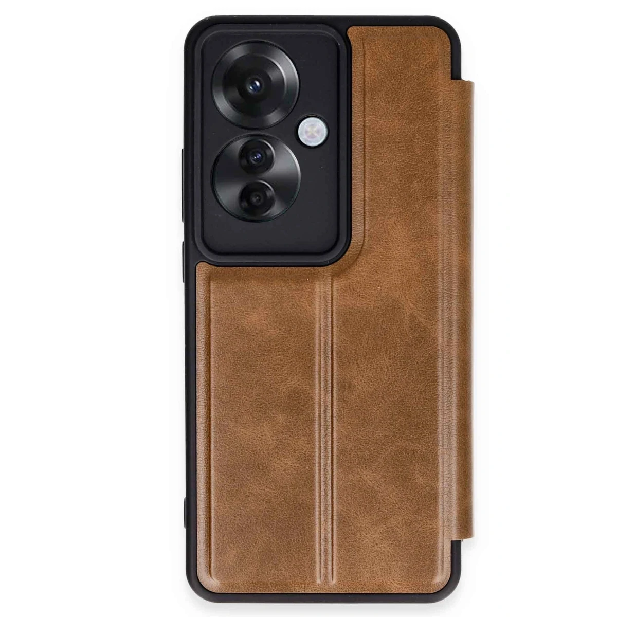 Oppo Reno 11F Kılıf Flip Cover - Taba