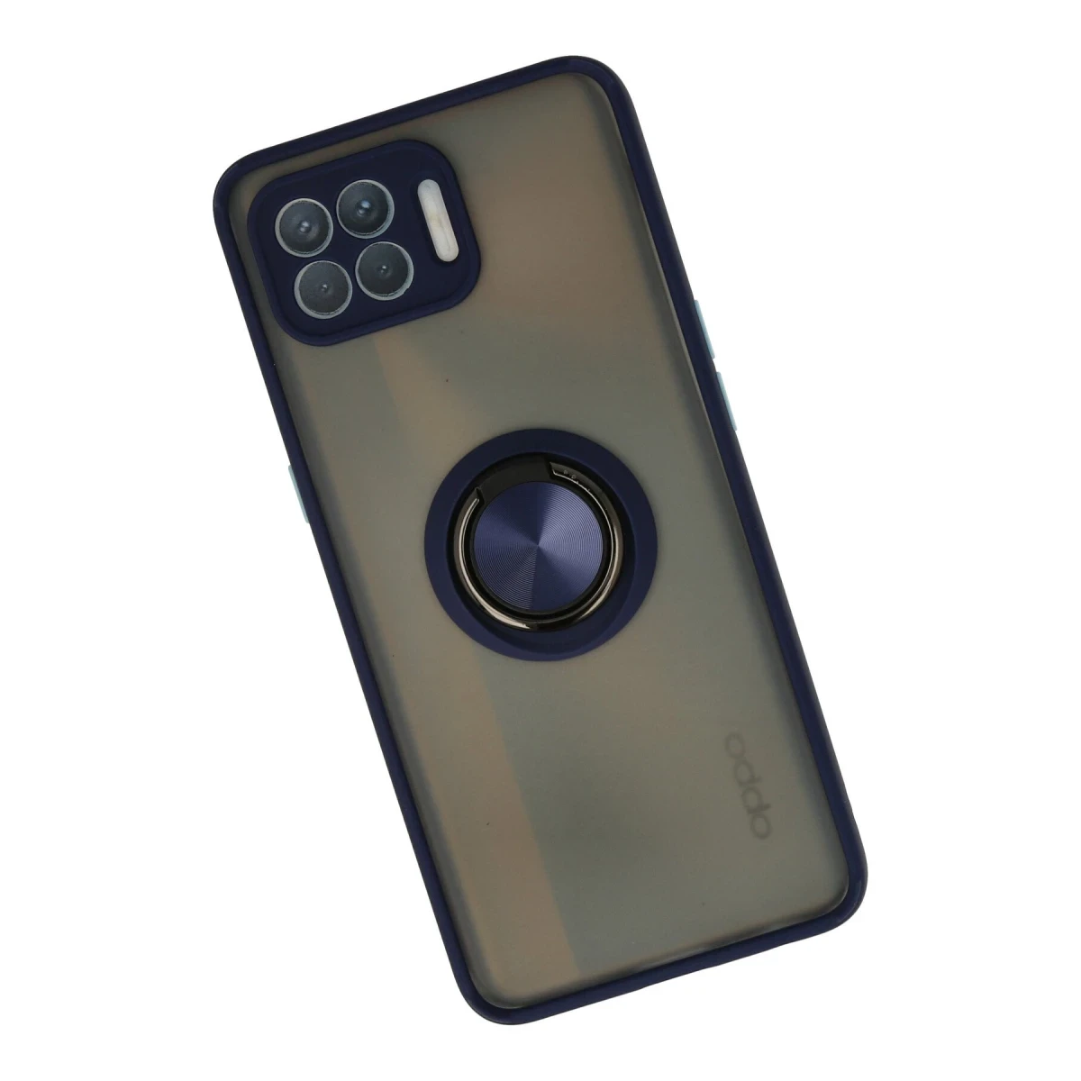 Oppo Reno 4 Lite Kılıf Montreal Yüzüklü Silikon Kapak - Lacivert