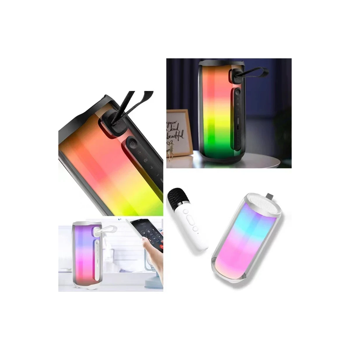 Pluse 5 Mikrofonlu RGB Kablosuz Hoparlör - Siyah
