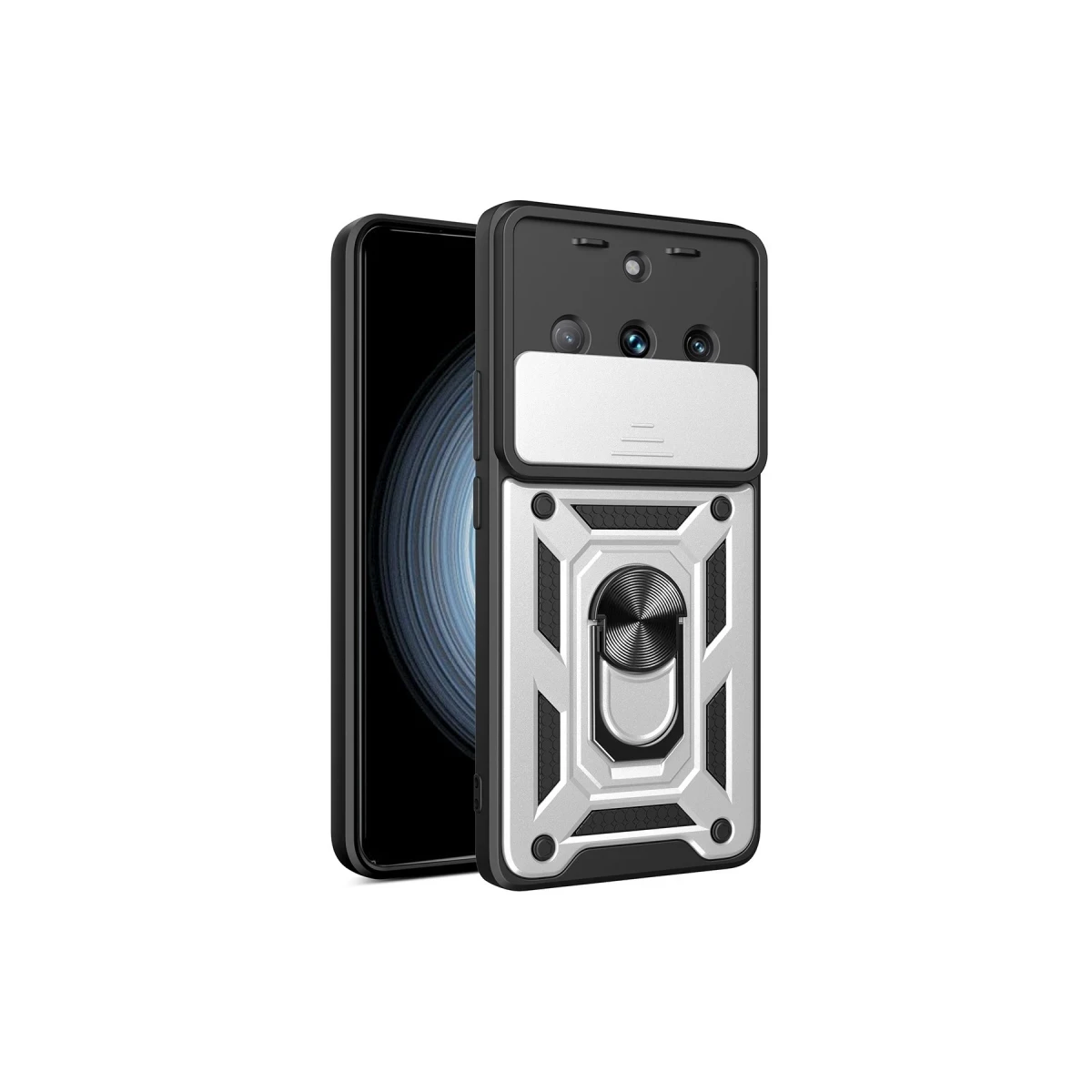 Realme 11 Pro Kılıf Pars Lens Yüzüklü Silikon - Gümüş