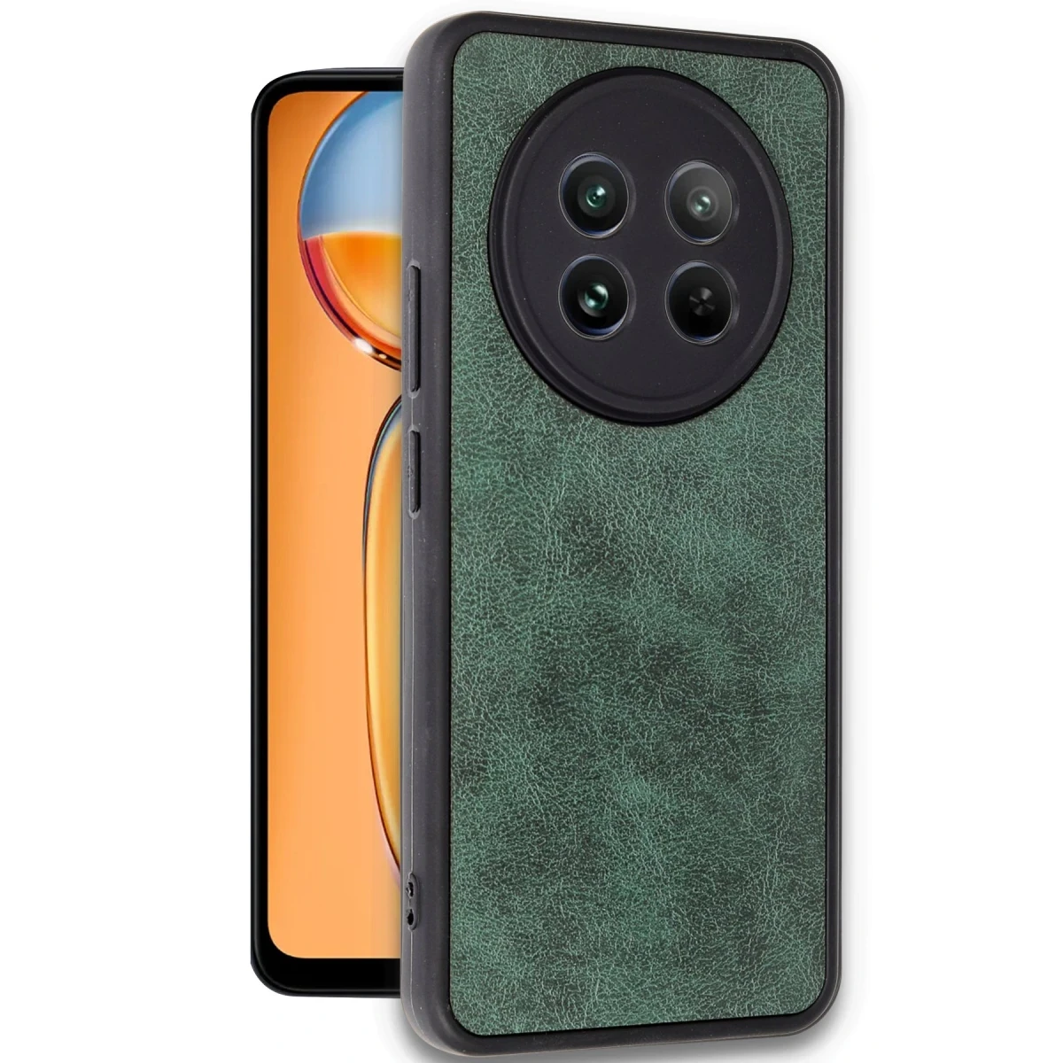 Realme 12 5G Kılıf Aras Deri Kapak - Koyu Yeşil