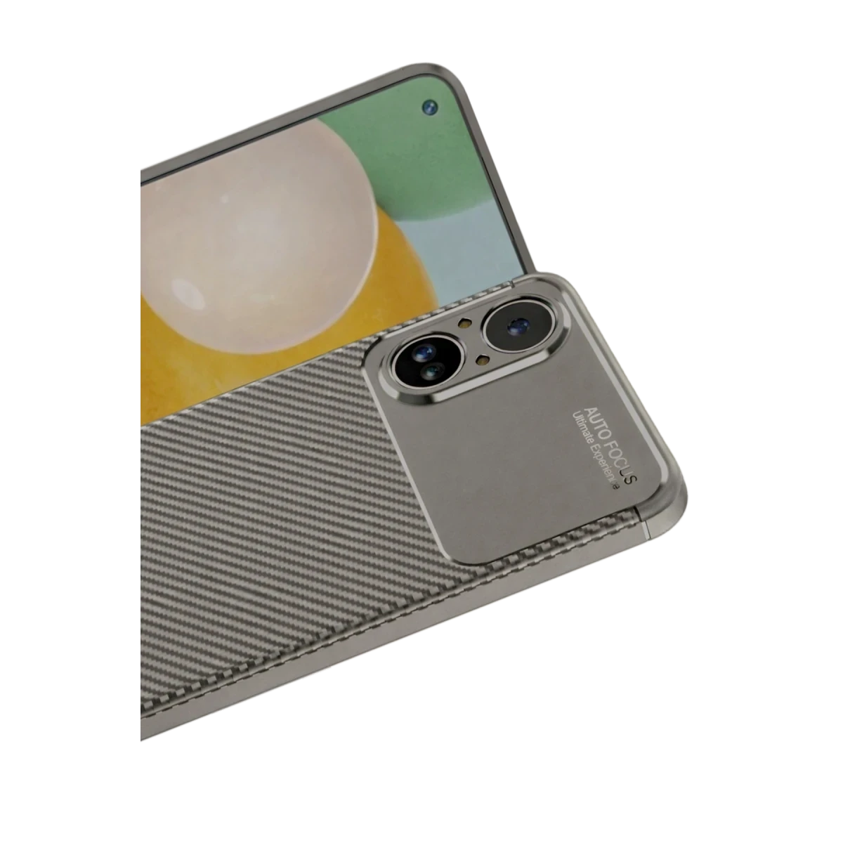 Realme 12 Lite Kılıf Auto Focus Karbon Kapak - Gri