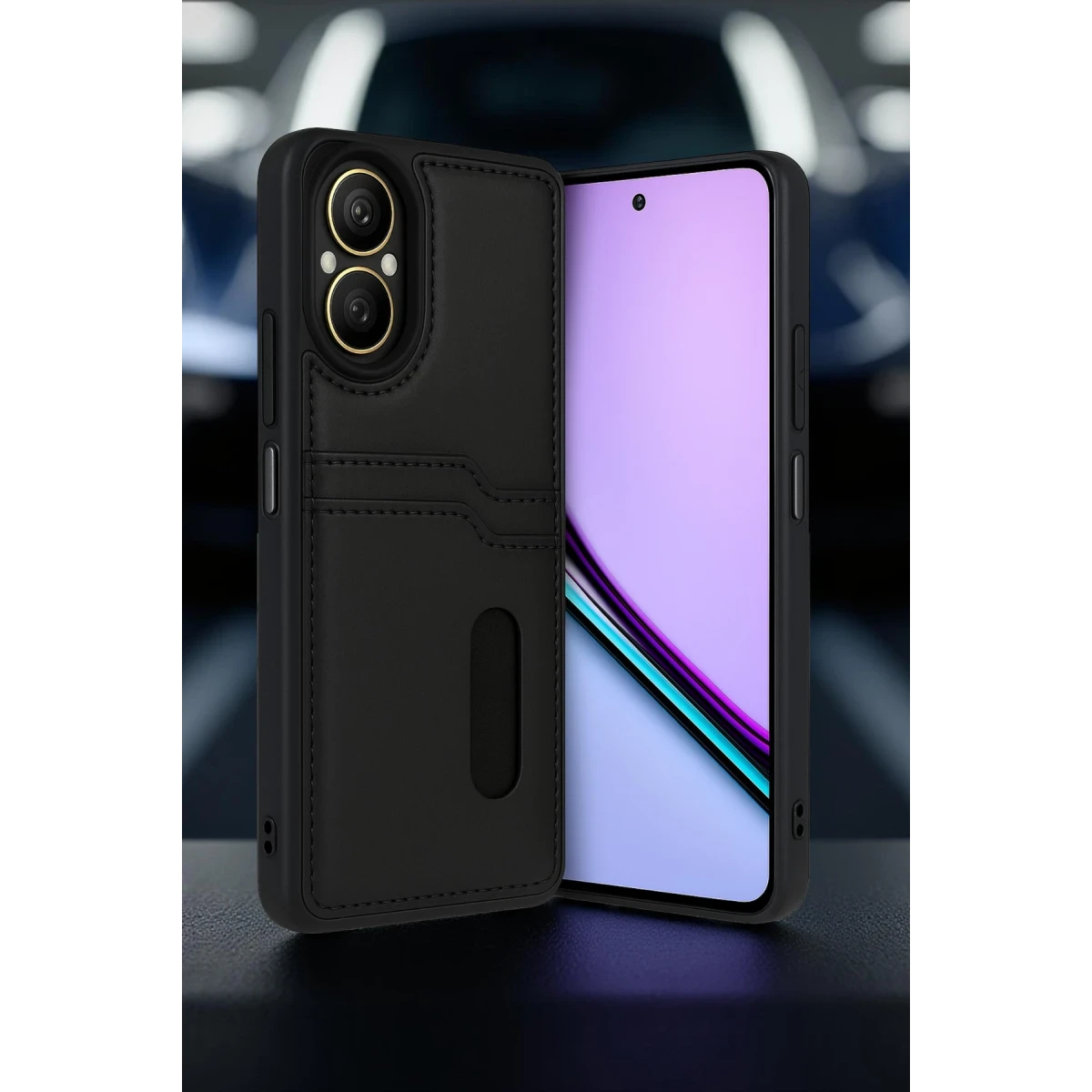 Realme 12 Lite Kılıf Sara Kartvizitli Deri Kılıf - Taba