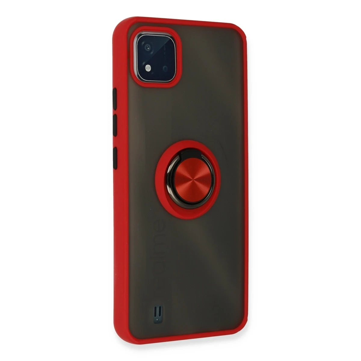 Realme C11 2021 Kılıf Montreal Yüzüklü Silikon Kapak - Kırmızı