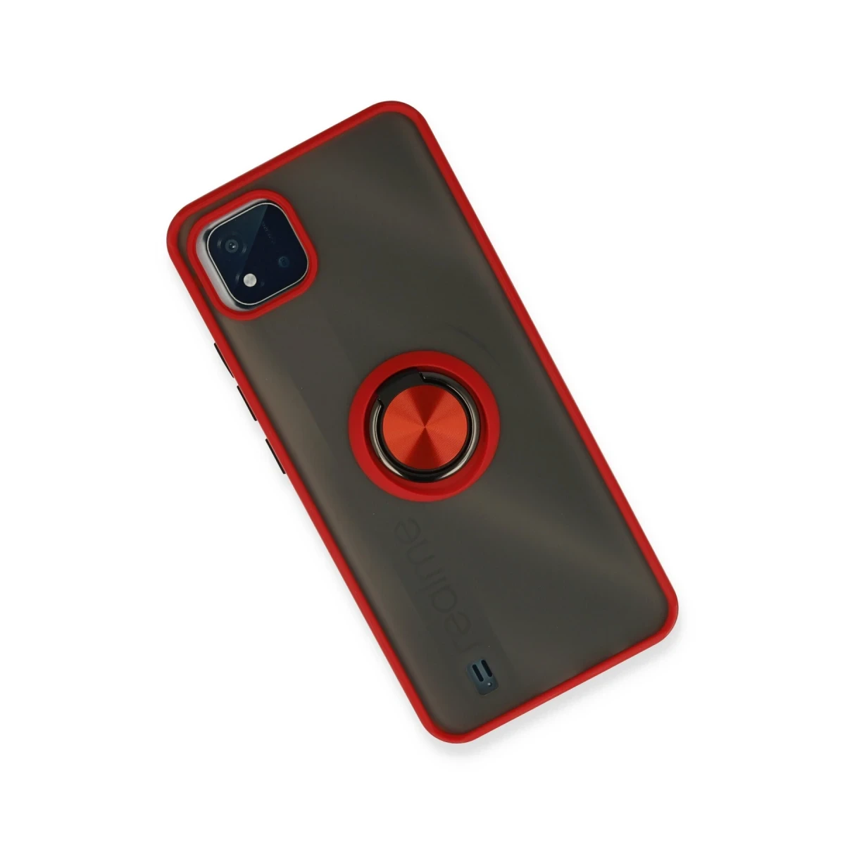 Realme C11 2021 Kılıf Montreal Yüzüklü Silikon Kapak - Kırmızı
