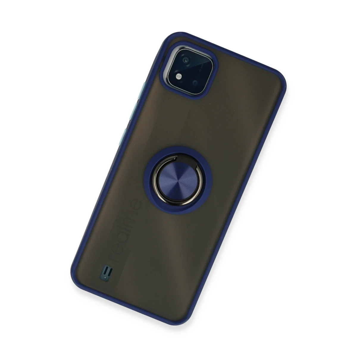 Realme C11 2021 Kılıf Montreal Yüzüklü Silikon Kapak - Lacivert