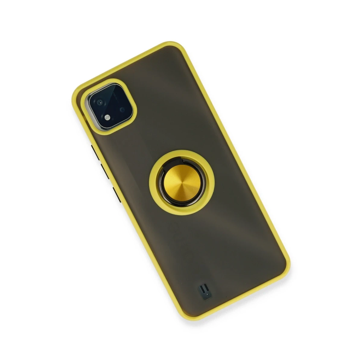 Realme C11 2021 Kılıf Montreal Yüzüklü Silikon Kapak - Sarı