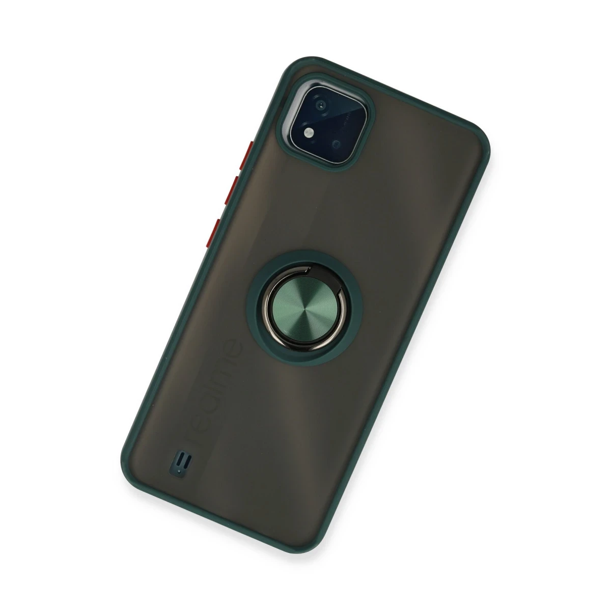 Realme C11 2021 Kılıf Montreal Yüzüklü Silikon Kapak - Yeşil